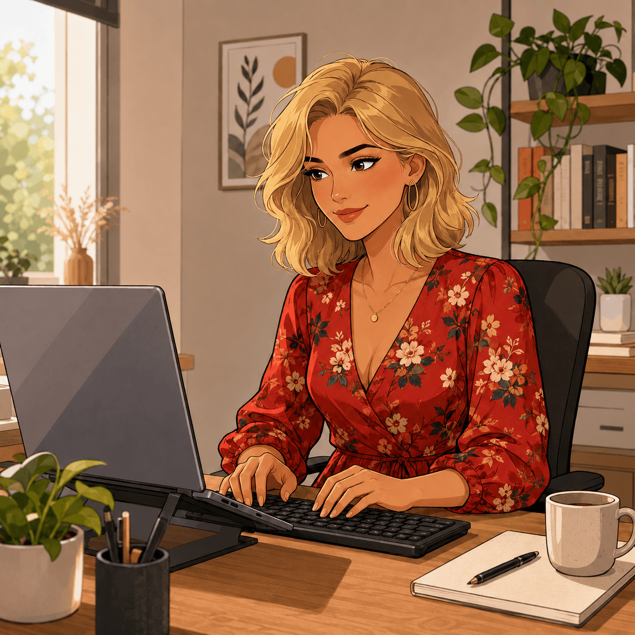 Illustration de Vanessa au travail